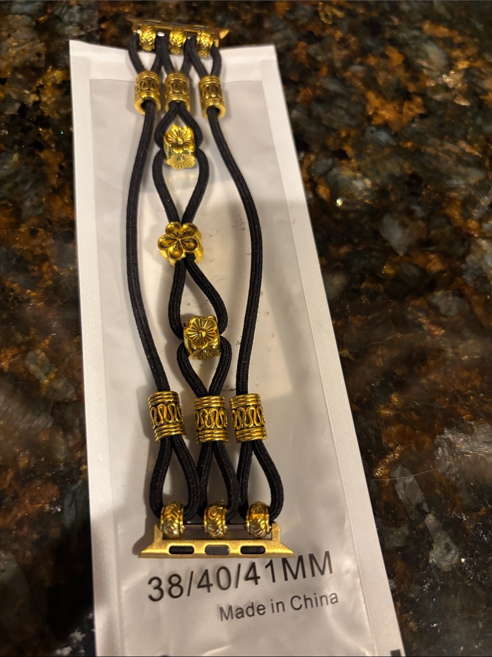 New Apple Watch Gold Accent Black Multi-Strand Women's Watch Band 38/40/41 MM